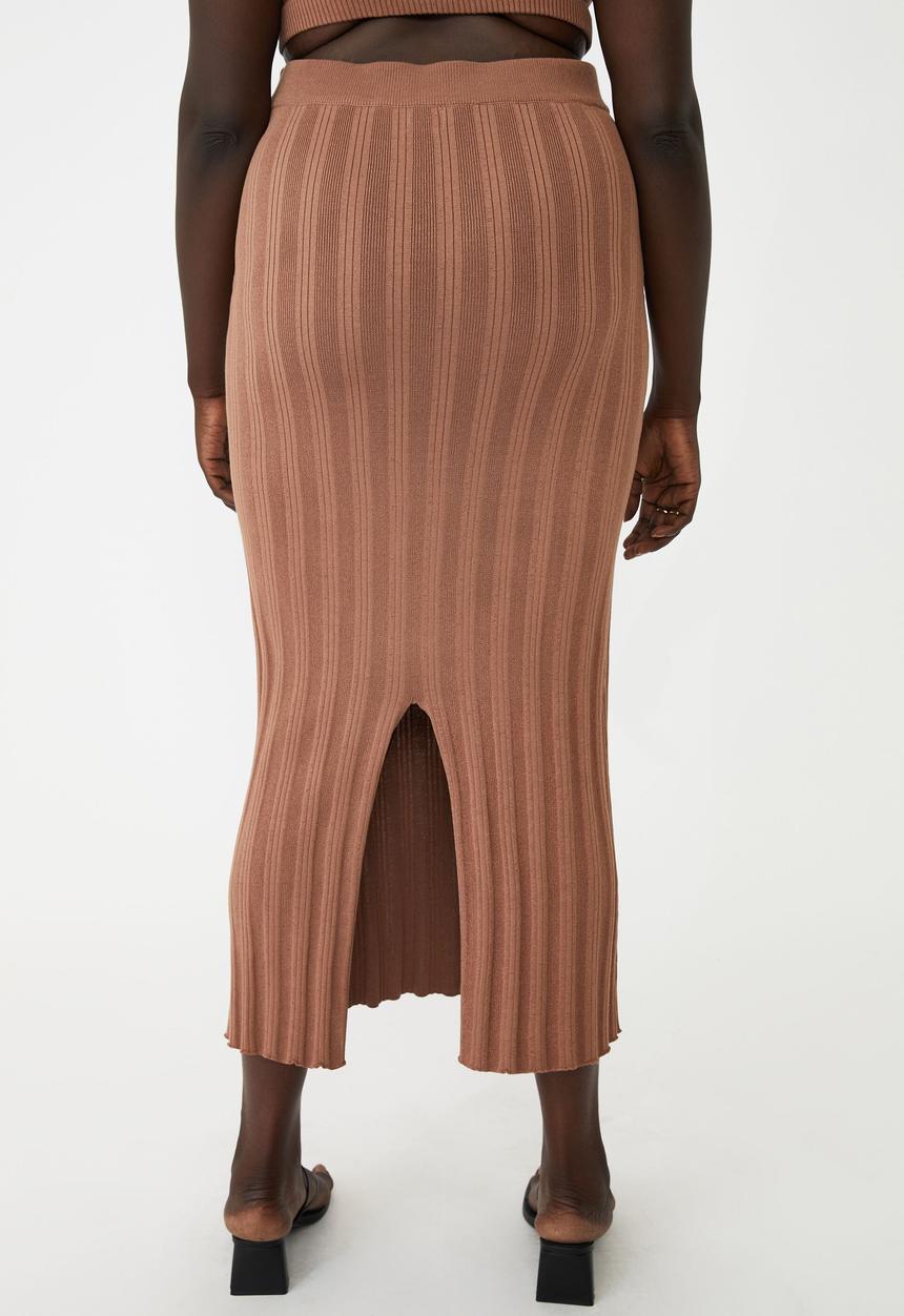 Cotton On - Curve foxy variegated midi skirt - cocoa bean
