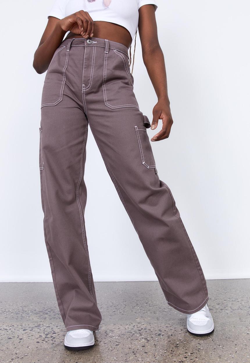 Factorie - Carpenter pant - burnt iron & white