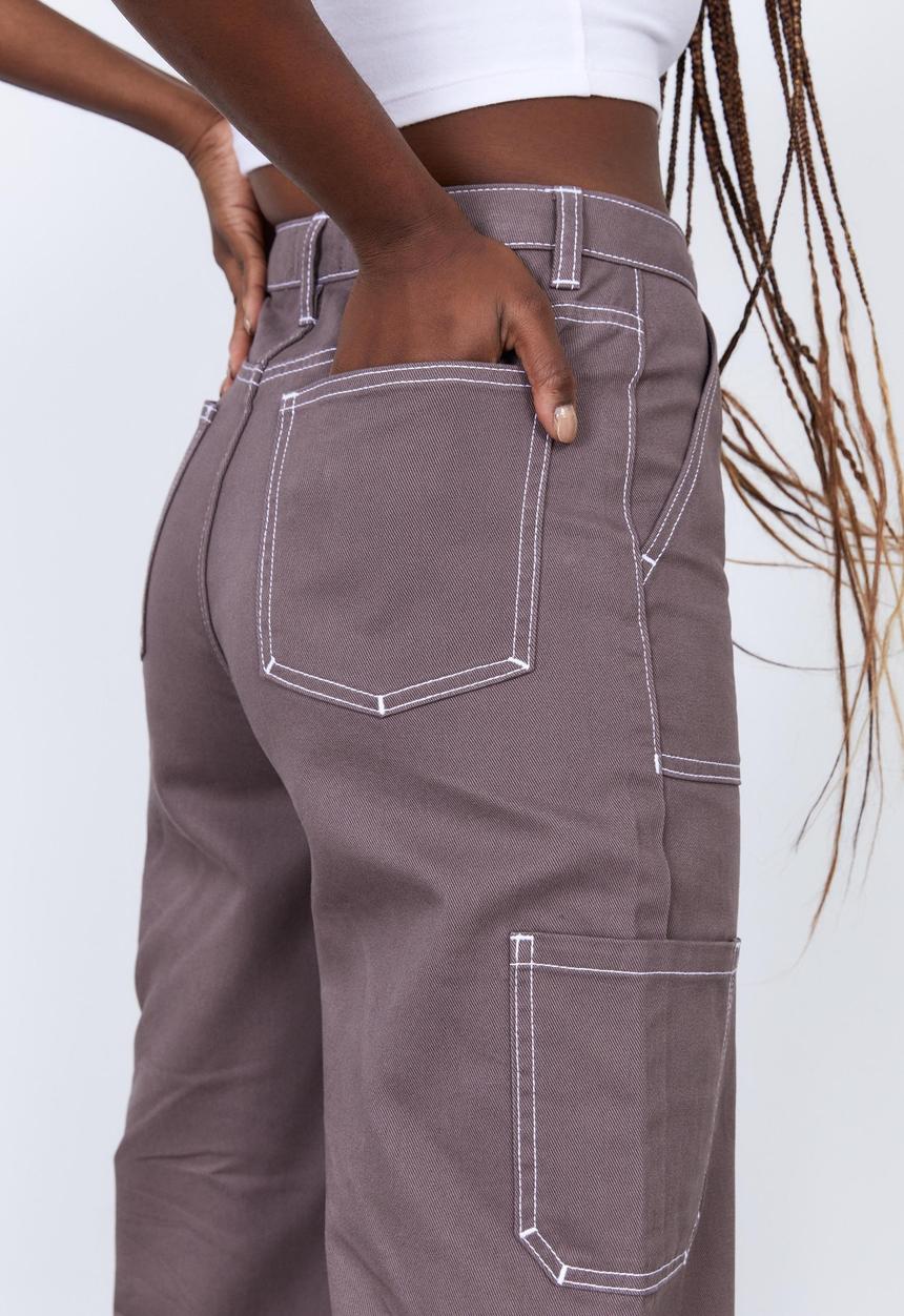 Factorie - Carpenter pant - burnt iron & white