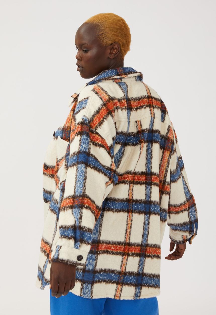 Cotton On - Curve boxy shacket - multi check bright blue