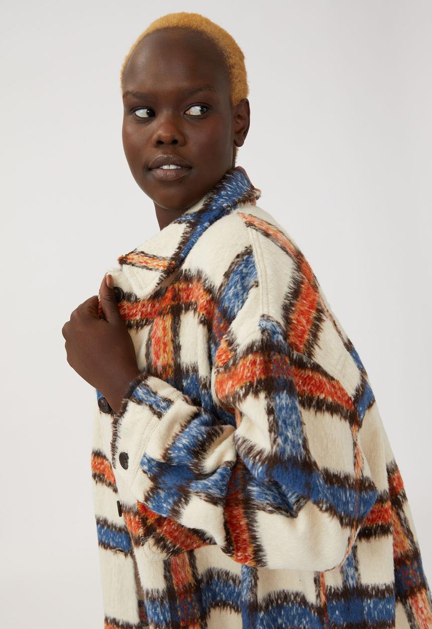 Cotton On - Curve boxy shacket - multi check bright blue