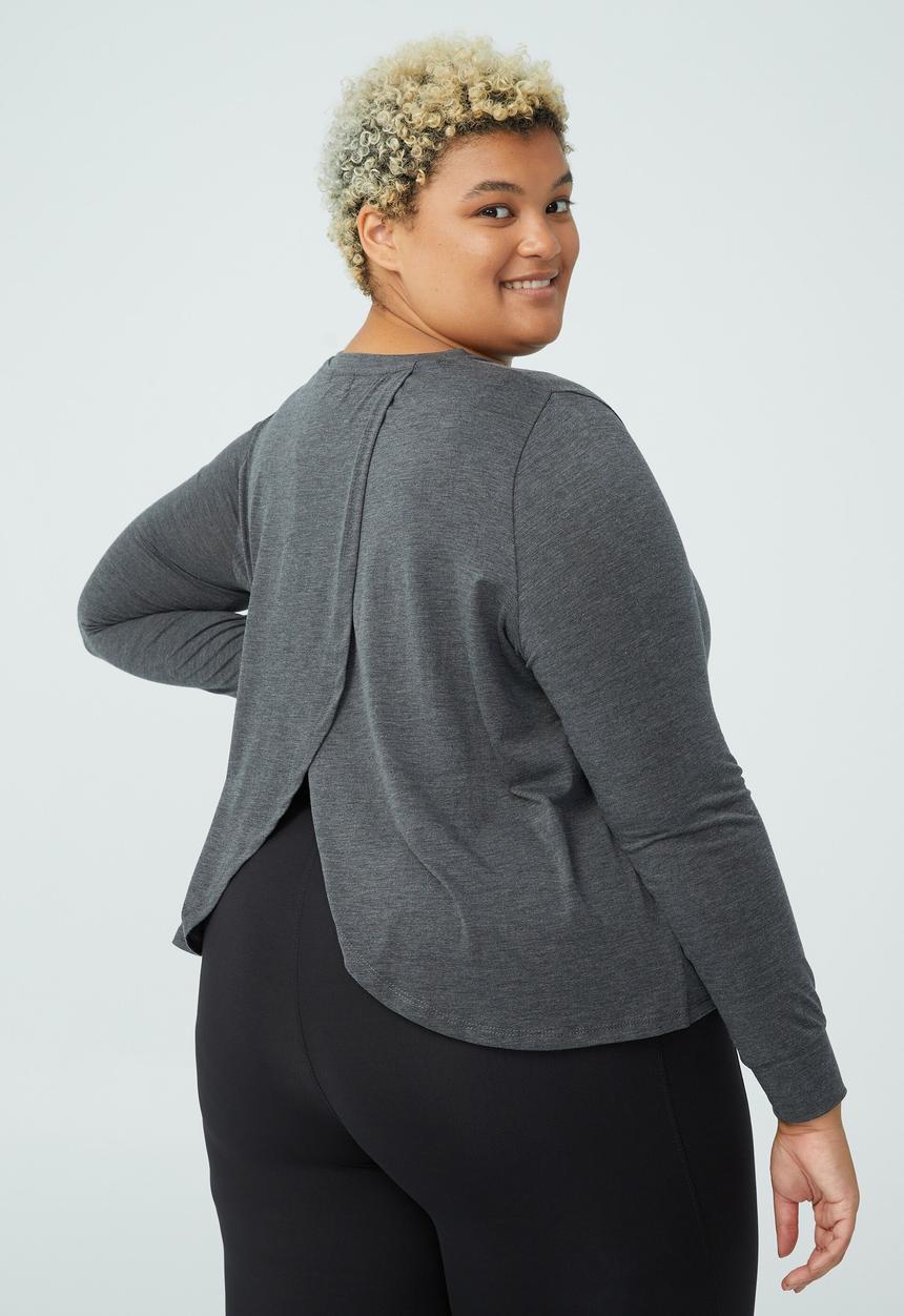 Cotton On - Curve active boyfriend long sleeve tee - charoal marle