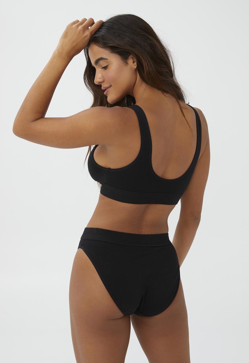 Cotton On - Organic cotton plunge bralette - black