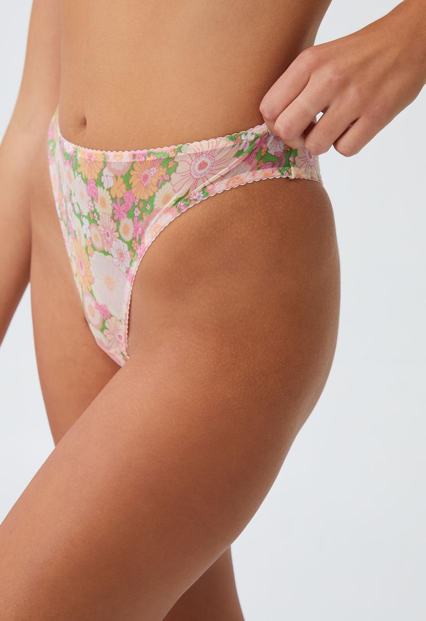 Cotton On - Y2k  mesh g string brief - retro floral