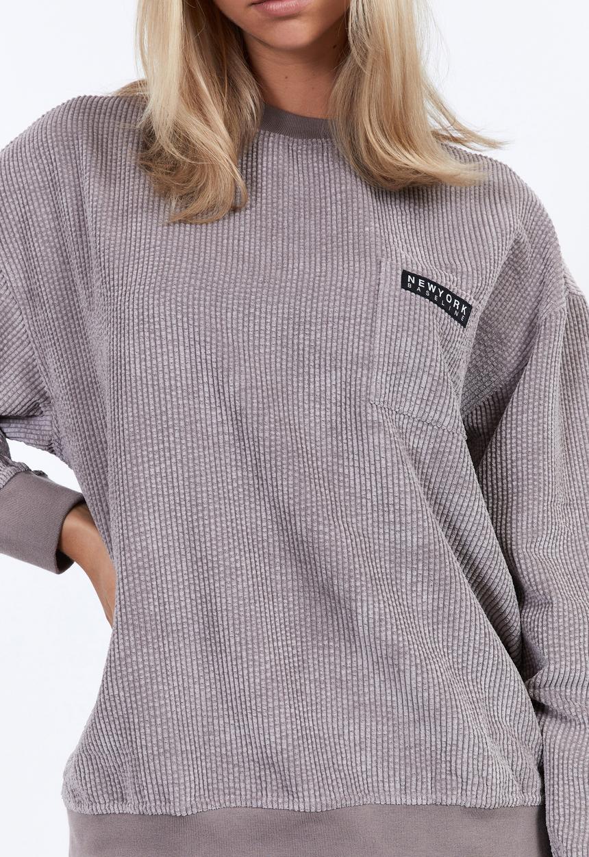Factorie - Slouchy cord crew - burnt iron