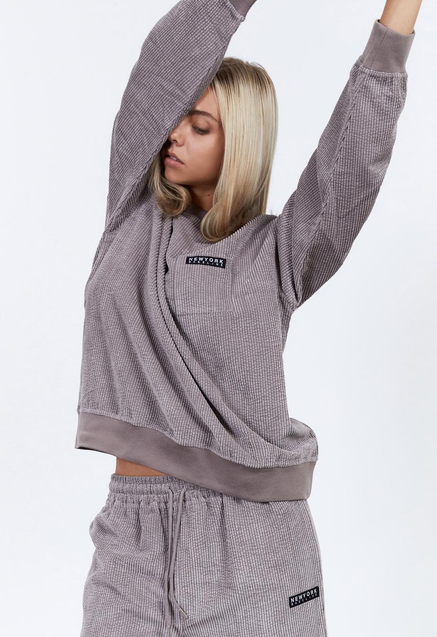 Factorie - Slouchy cord crew - burnt iron