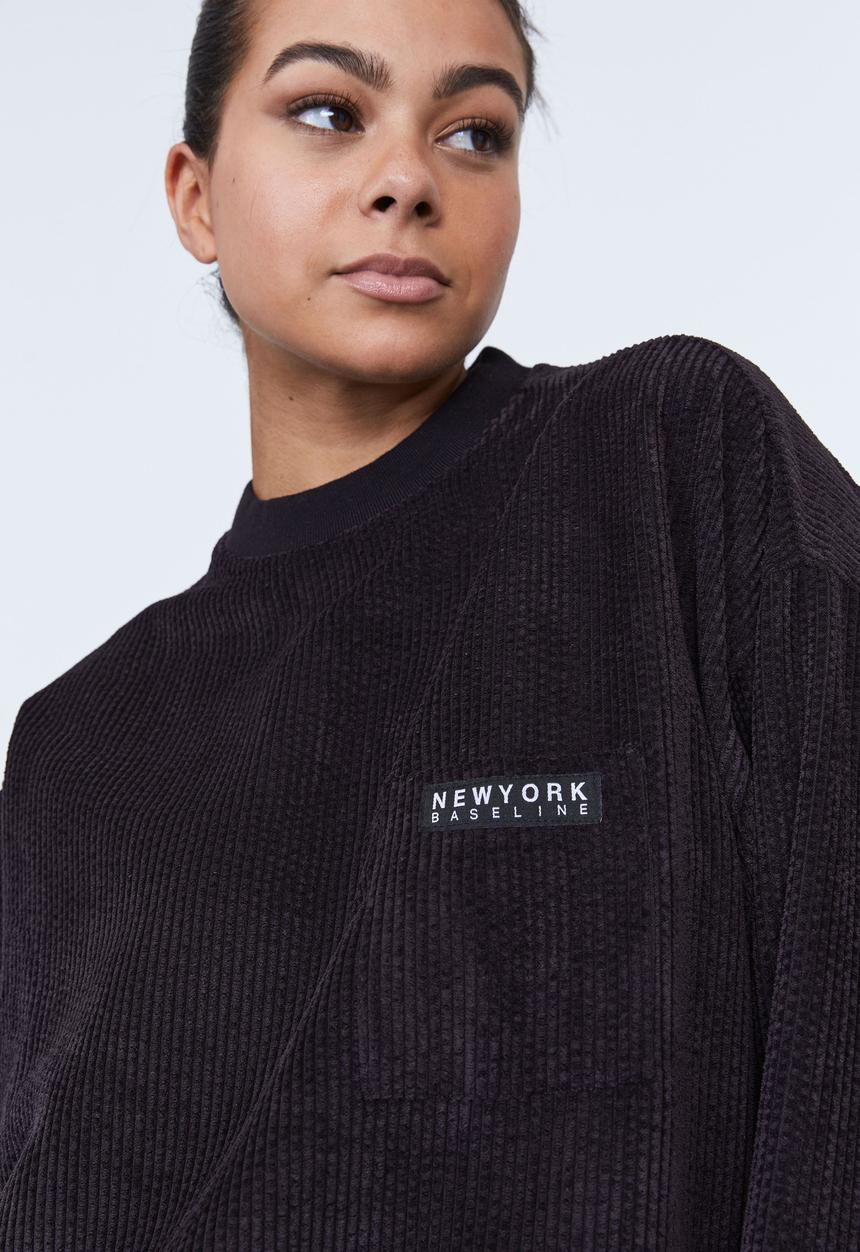 Factorie - Slouchy cord crew - black
