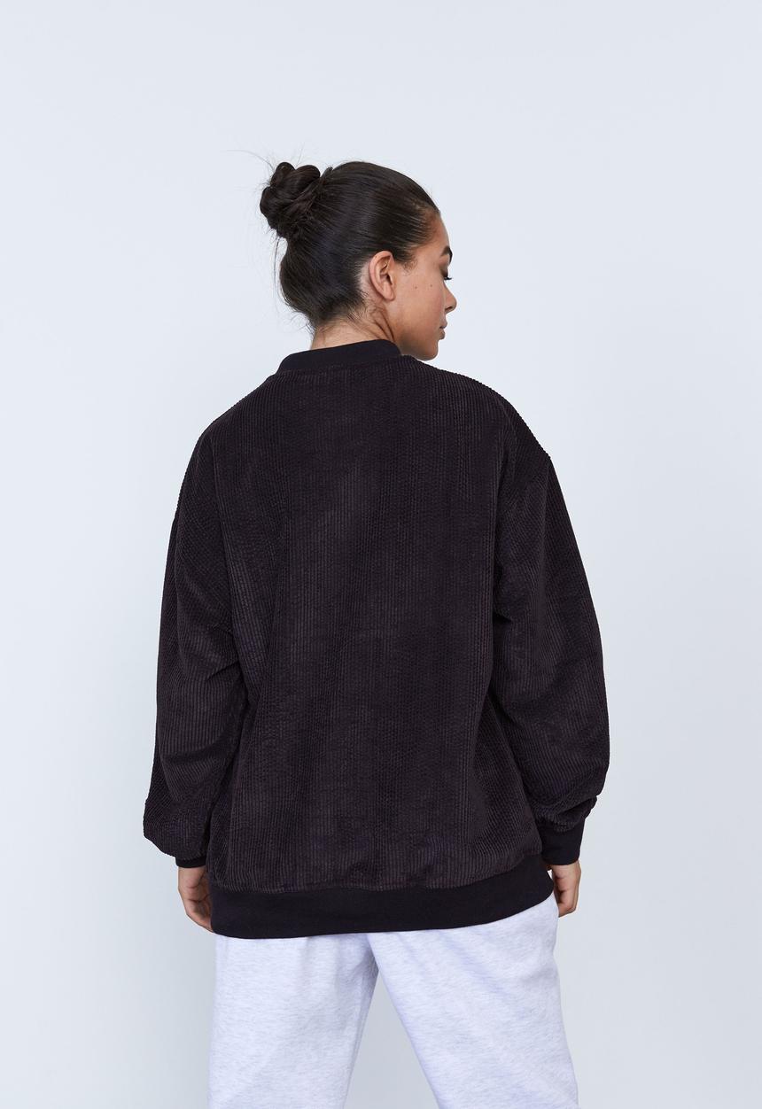Factorie - Slouchy cord crew - black