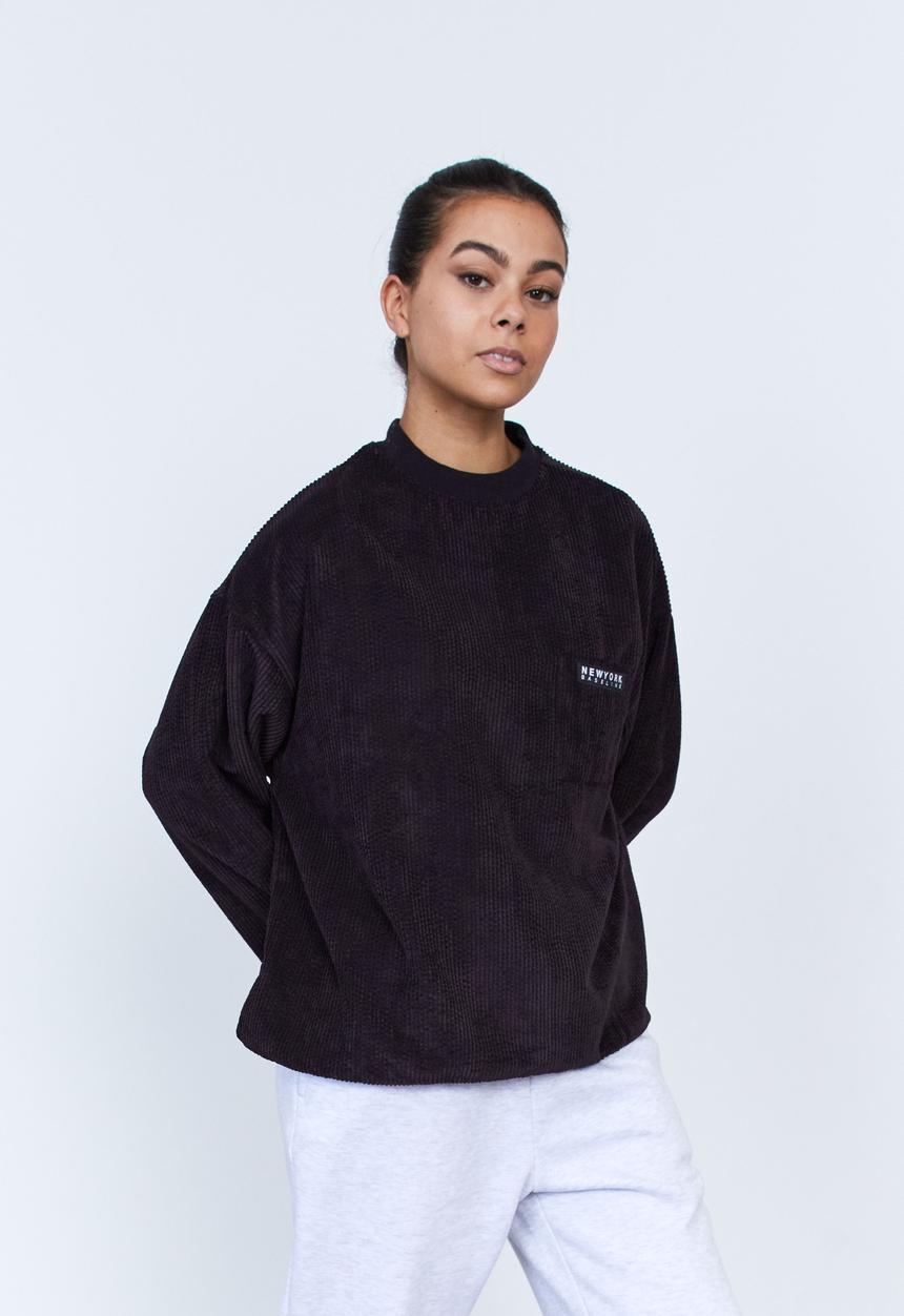 Factorie - Slouchy cord crew - black