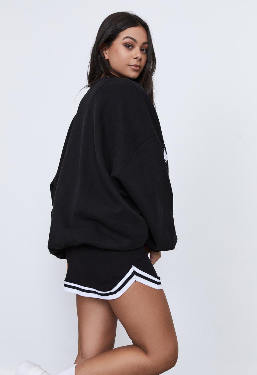 Factorie - Slouchy premium graphic crew - black