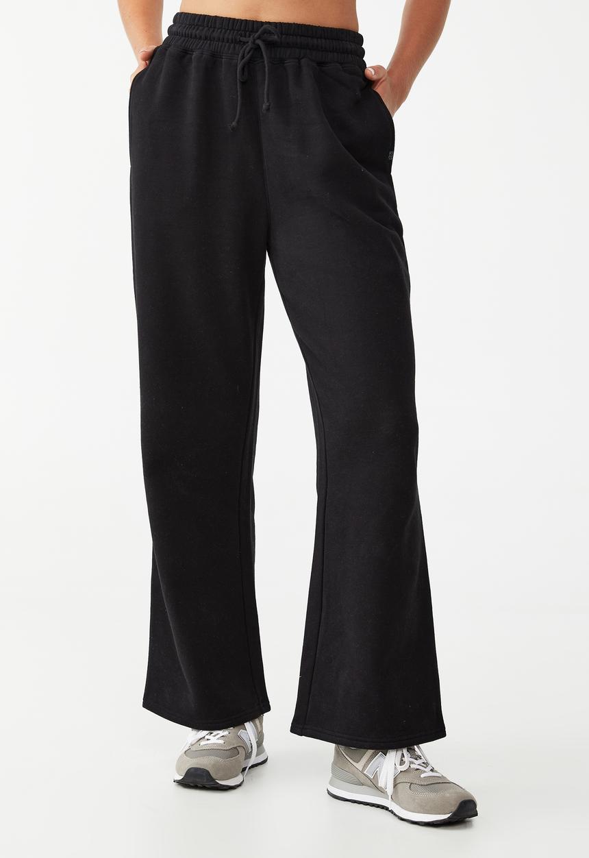 Cotton On - Plush wide leg track pant - black