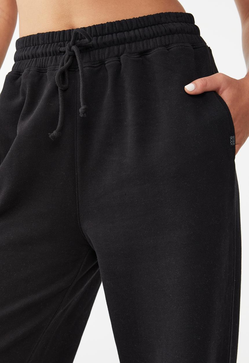 Cotton On - Plush wide leg track pant - black