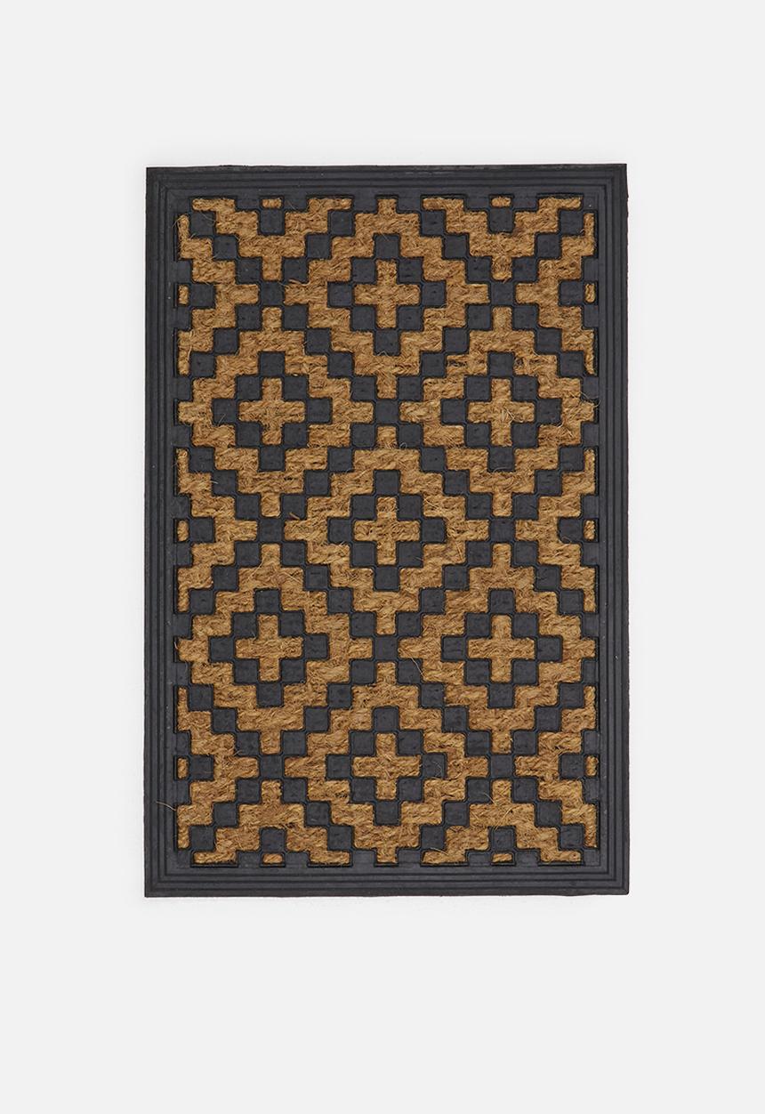 H&S - Cross Rubber doormat - Black & Natural