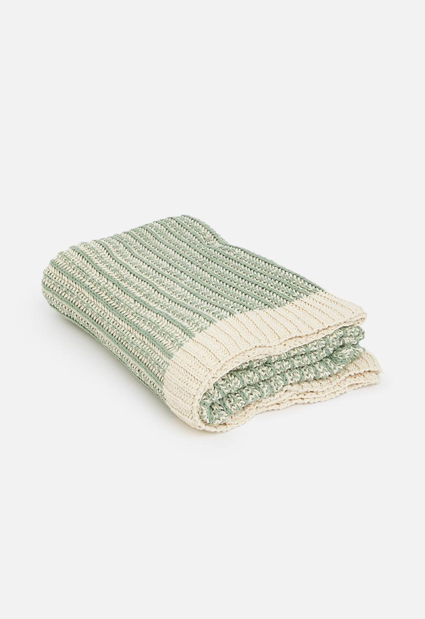 Sixth Floor - Cotton knitted throw - sage green