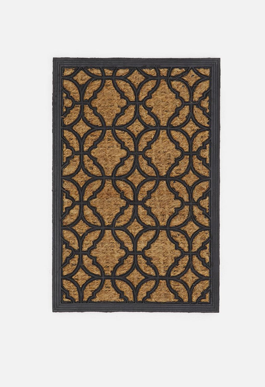 H&S - Tiled Rubber doormat - Black & Natural