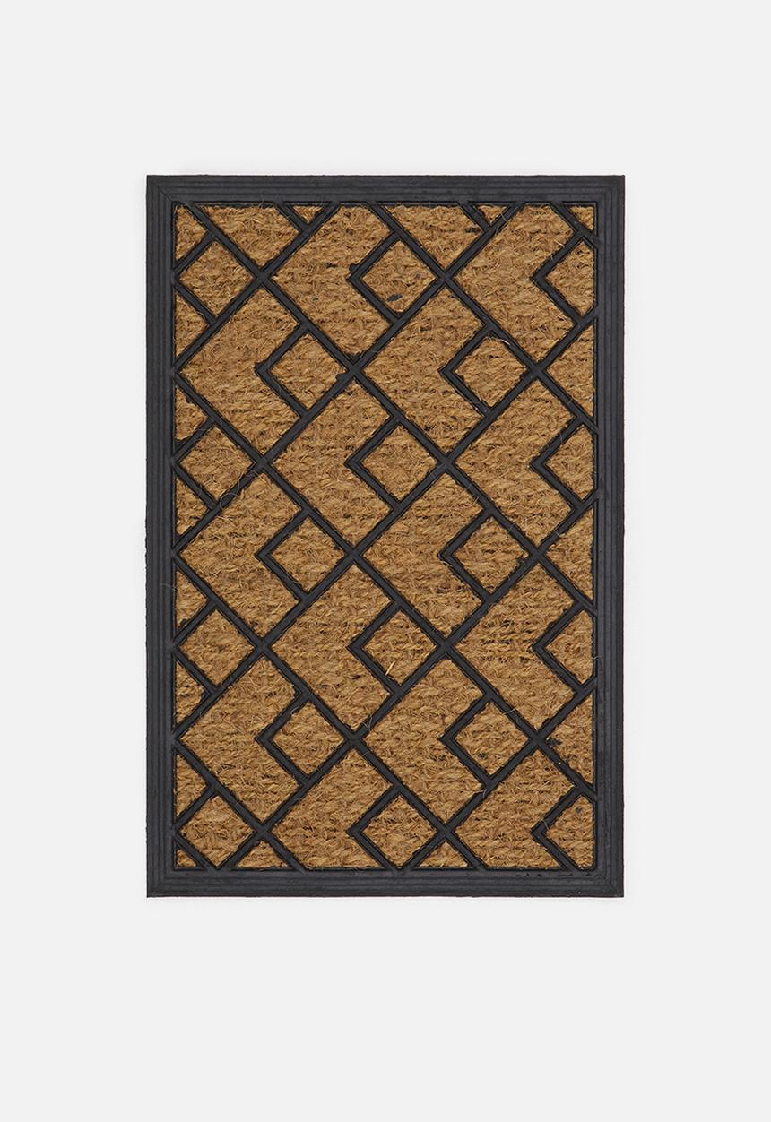 H&S - Diamond Rubber doormat - Black & Natural