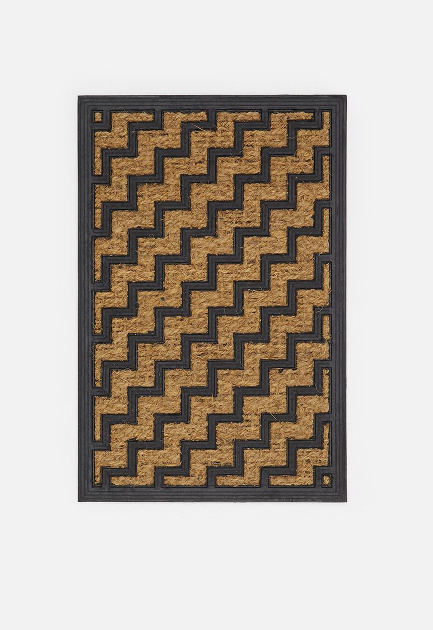 H&S - Stepped Rubber doormat - Black & Natural