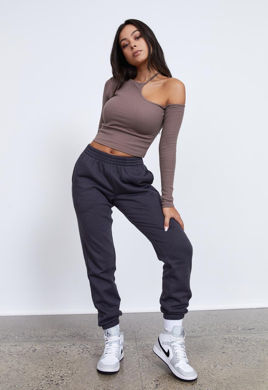 Factorie - Asymmetrical long sleeve top - brown mushroom
