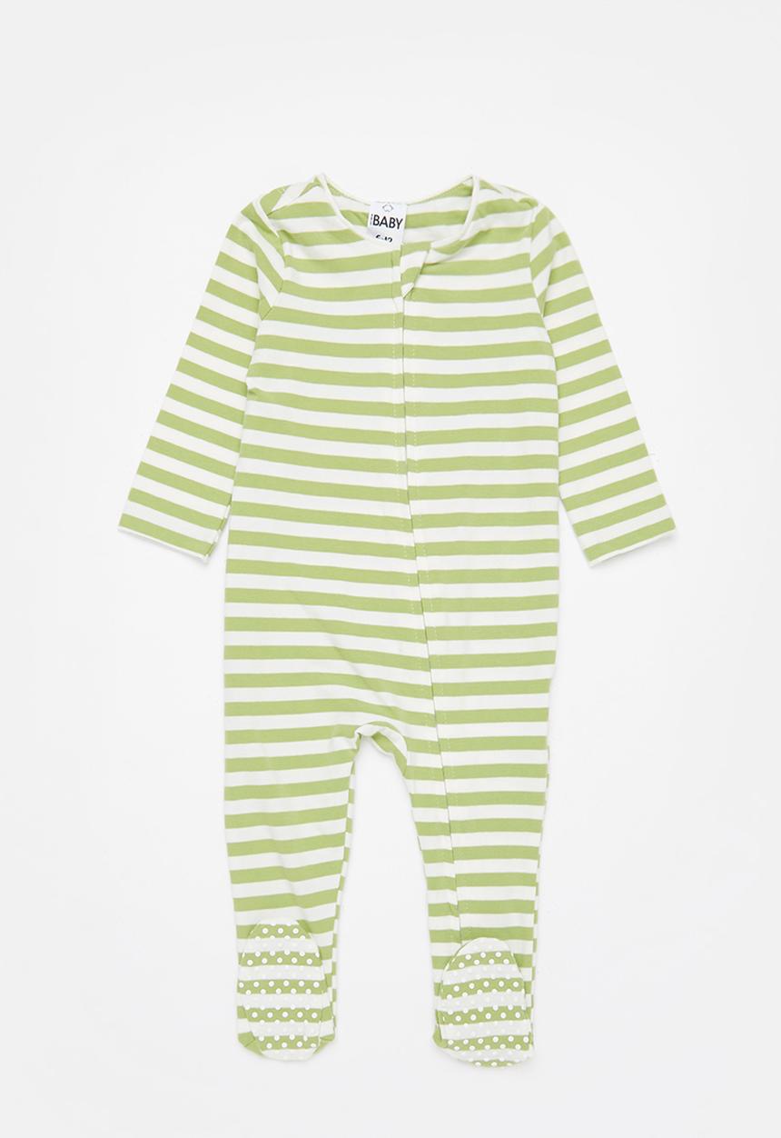 Cotton On - 2 pack long sleeve zip romper - frosty blue dinos in the night/cactus stripe