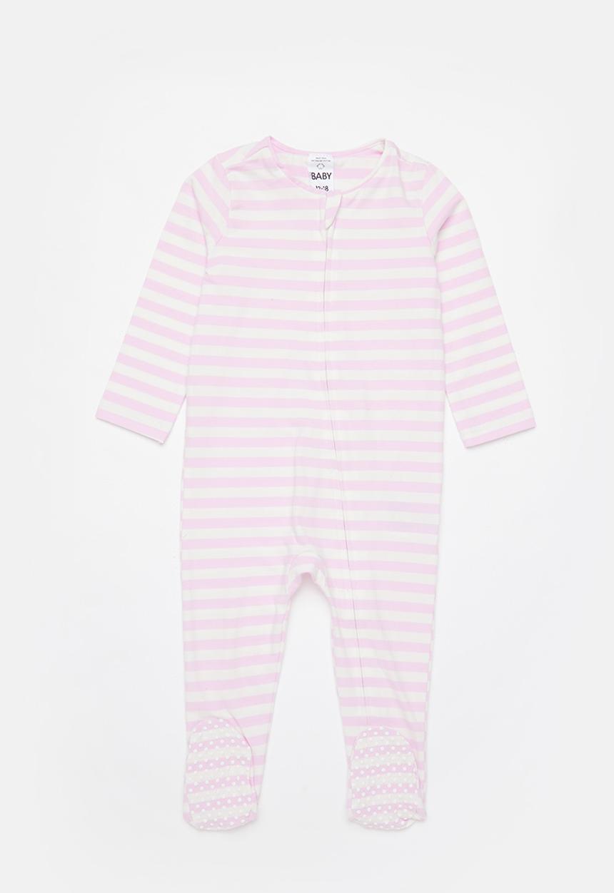 Cotton On - 2 pack long sleeve zip romper - pale violet daisy garden/pale violet stripe