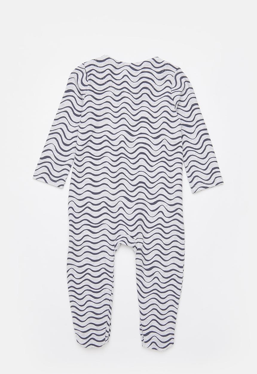Cotton On - The long sleeve zip romper - cloud marle/waves