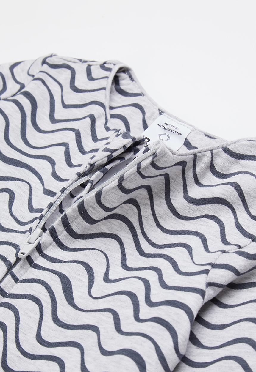 Cotton On - The long sleeve zip romper - cloud marle/waves