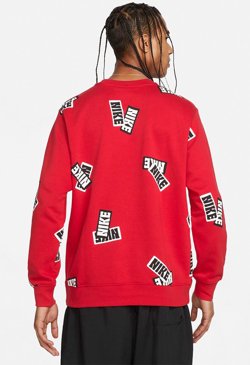 Nike - NSW SPE All Over Print Crew Sweatshirt  University Red