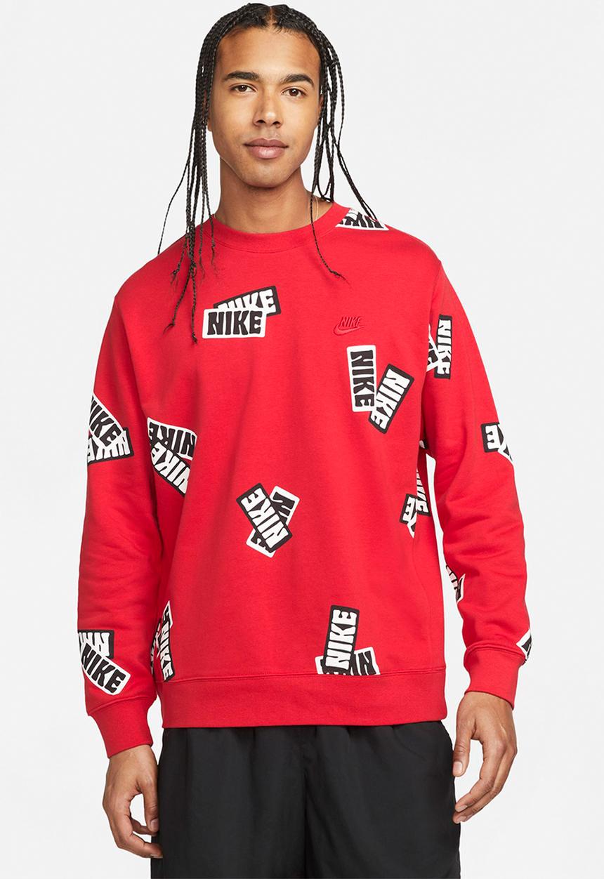 Nike - NSW SPE All Over Print Crew Sweatshirt  University Red