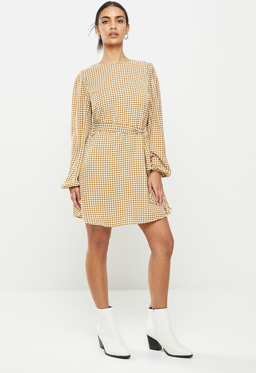 Glamorous - Ladies dress - mustard geometric check