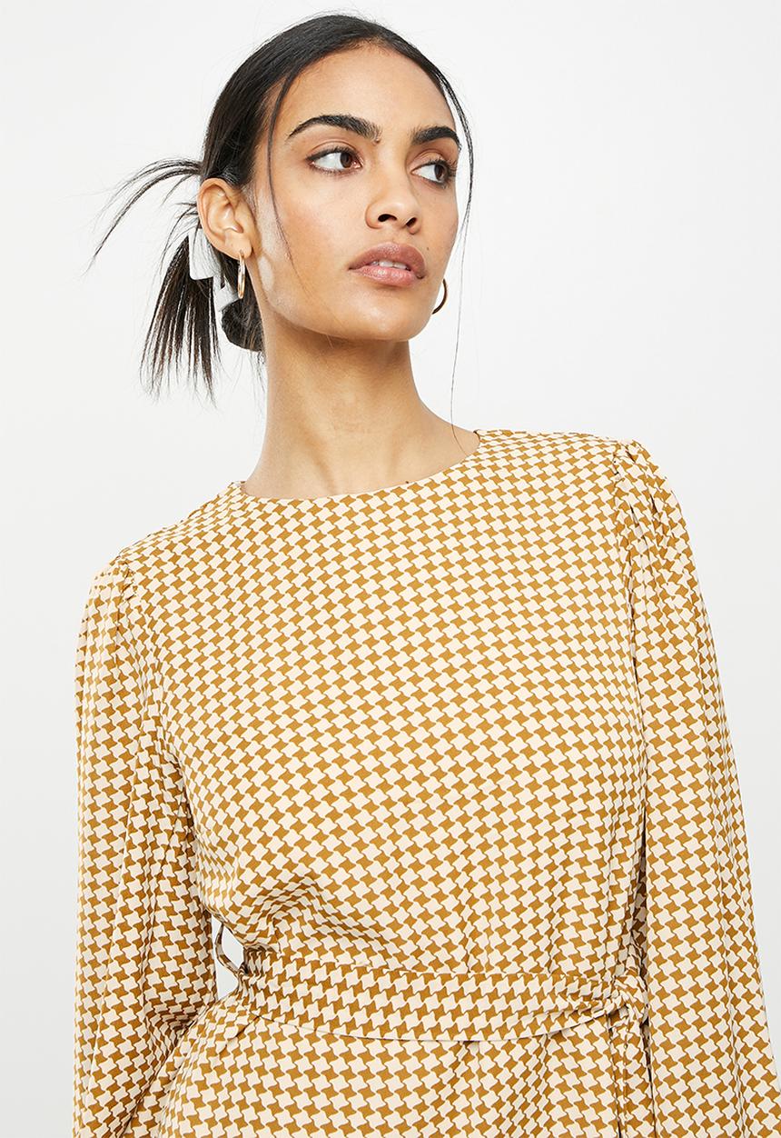 Glamorous - Ladies dress - mustard geometric check