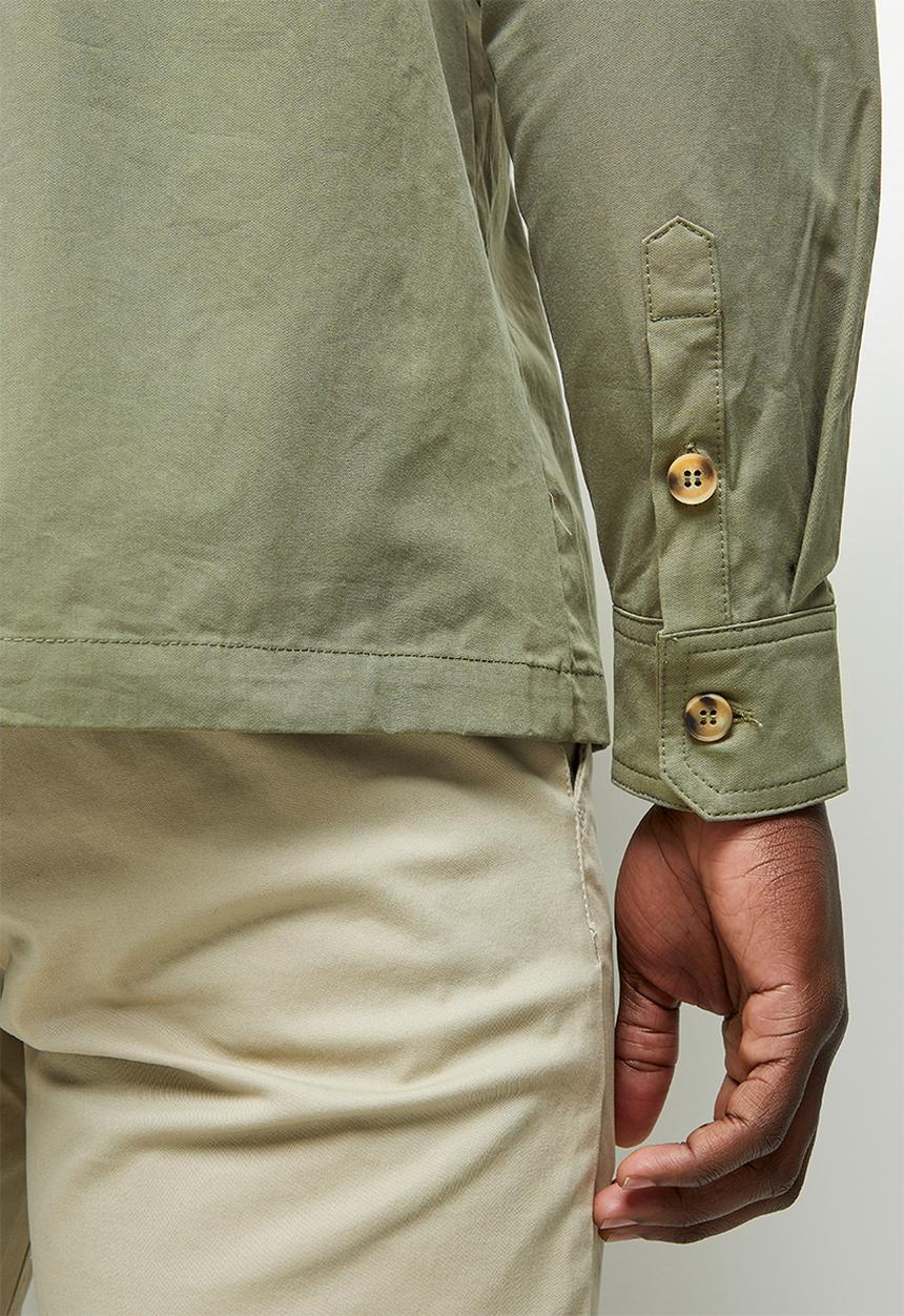 Lark & Crosse - Regular fit cotton twill shirt - khaki