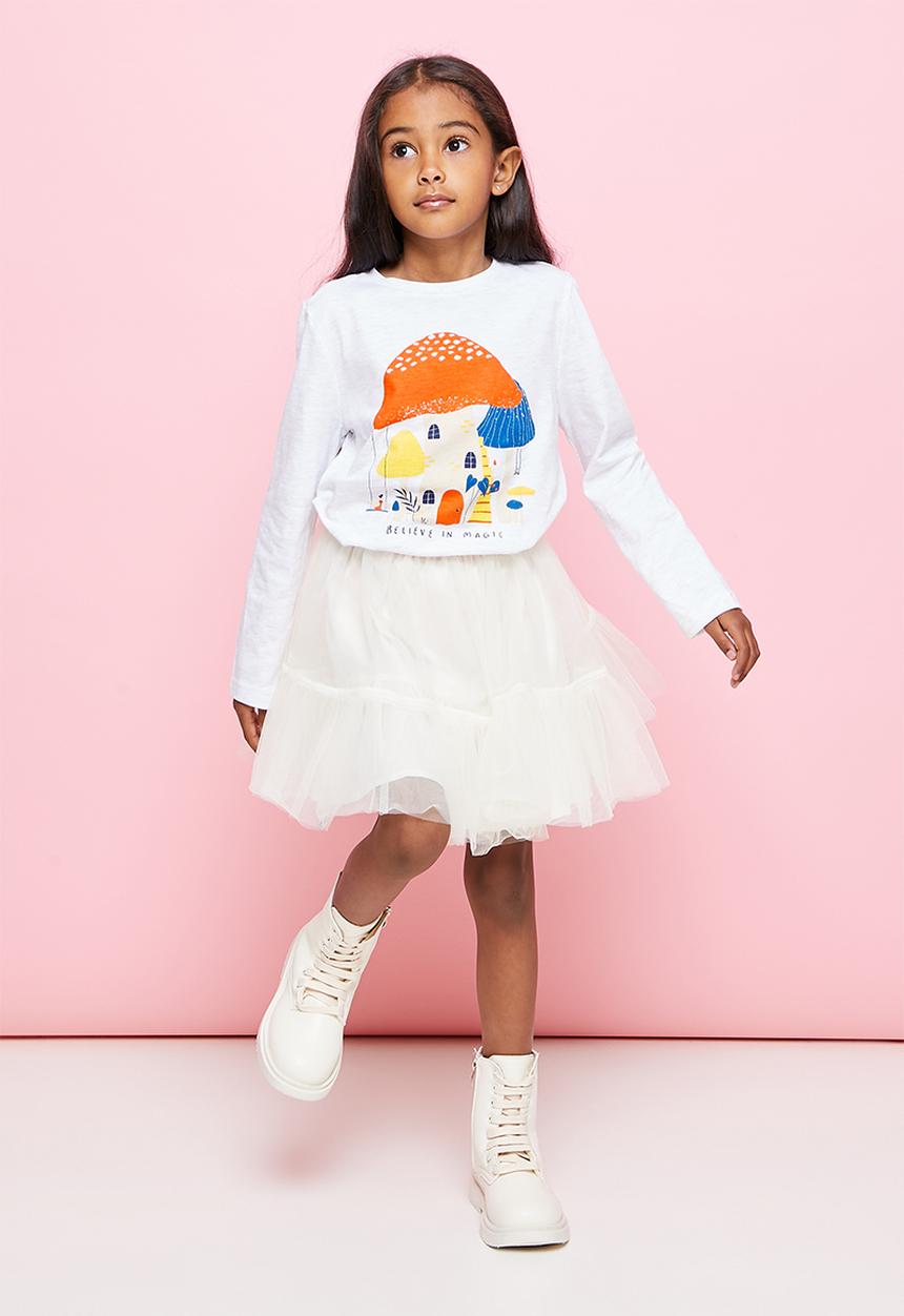 Superbalist Kids - Girls long sleeve printed tee - ice melange