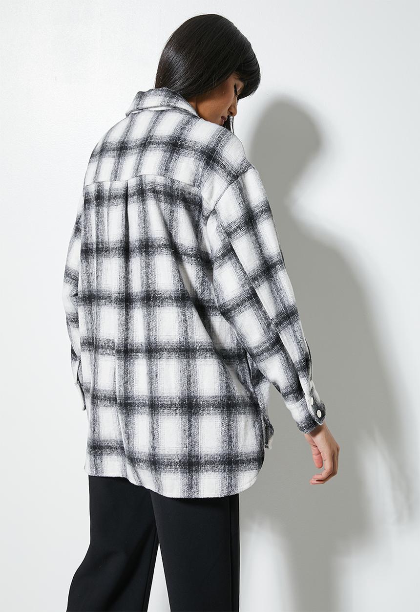Superbalist - Soft melton overshirt - black check