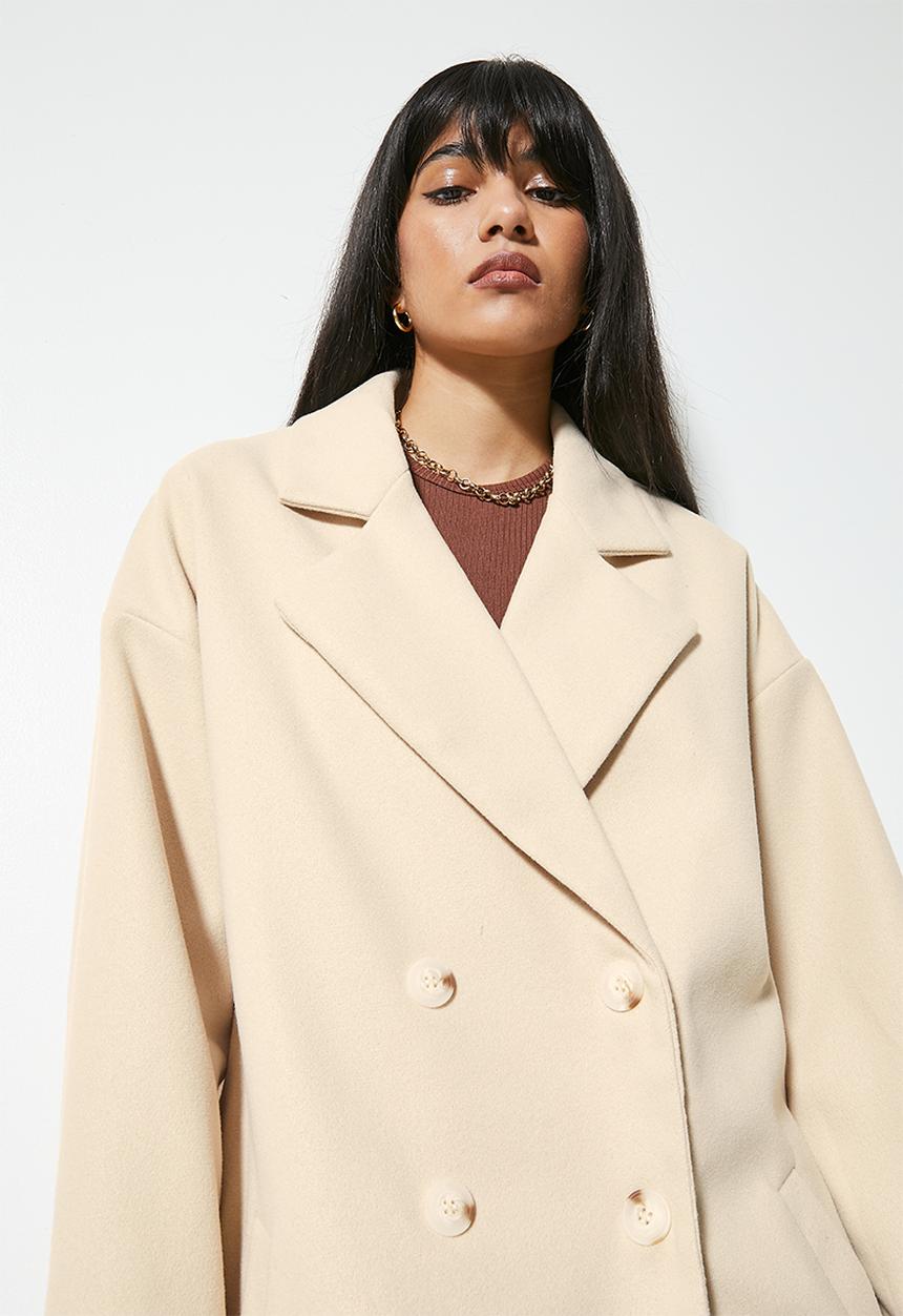 Superbalist - Midi double breasted blazer coat - sand