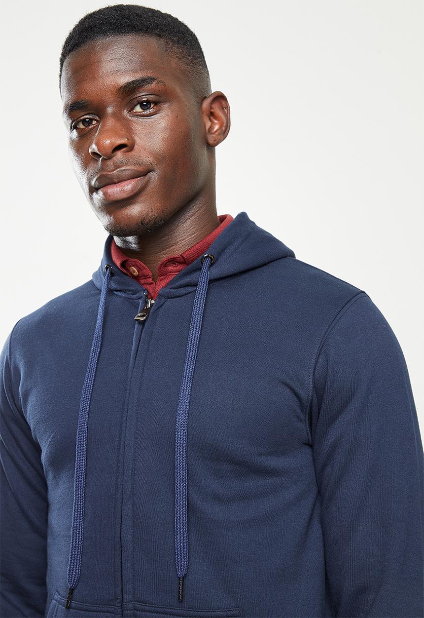Ben Sherman - Check emb zip thru hoodie - navy