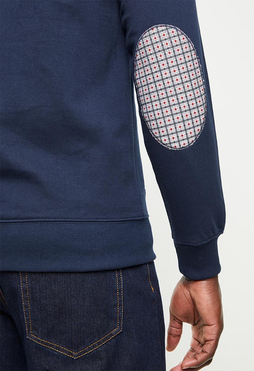 Ben Sherman - Check emb zip thru hoodie - navy