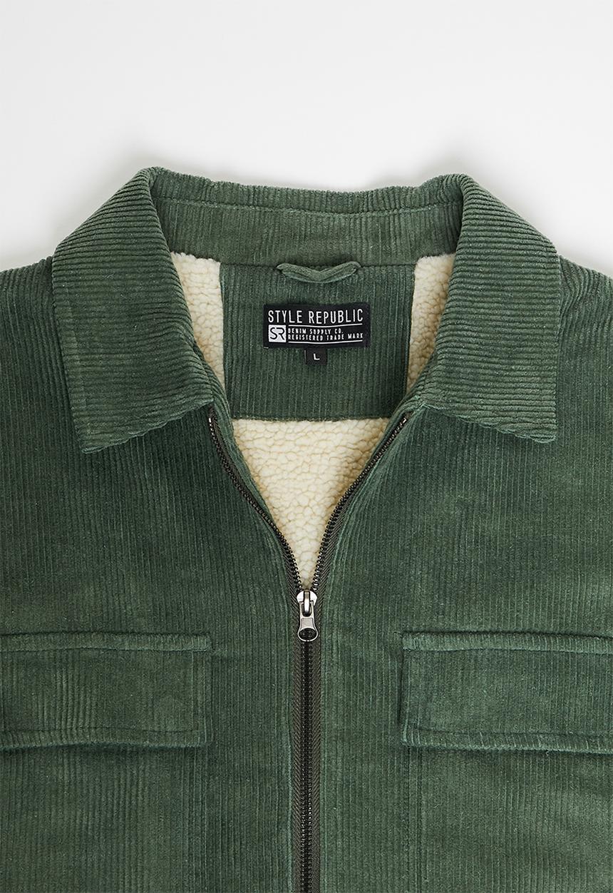 STYLE REPUBLIC - Cord sherpa lined utility jacket - green