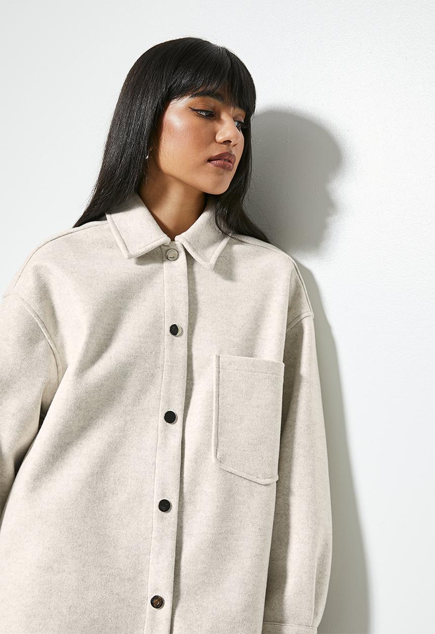 Superbalist - Melton overshirt - oatmeal