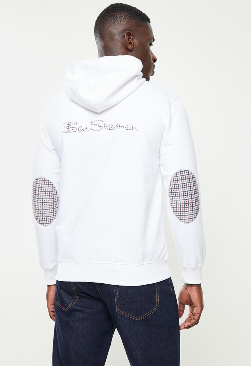 Ben Sherman - Check emb zip thru hoodie - white