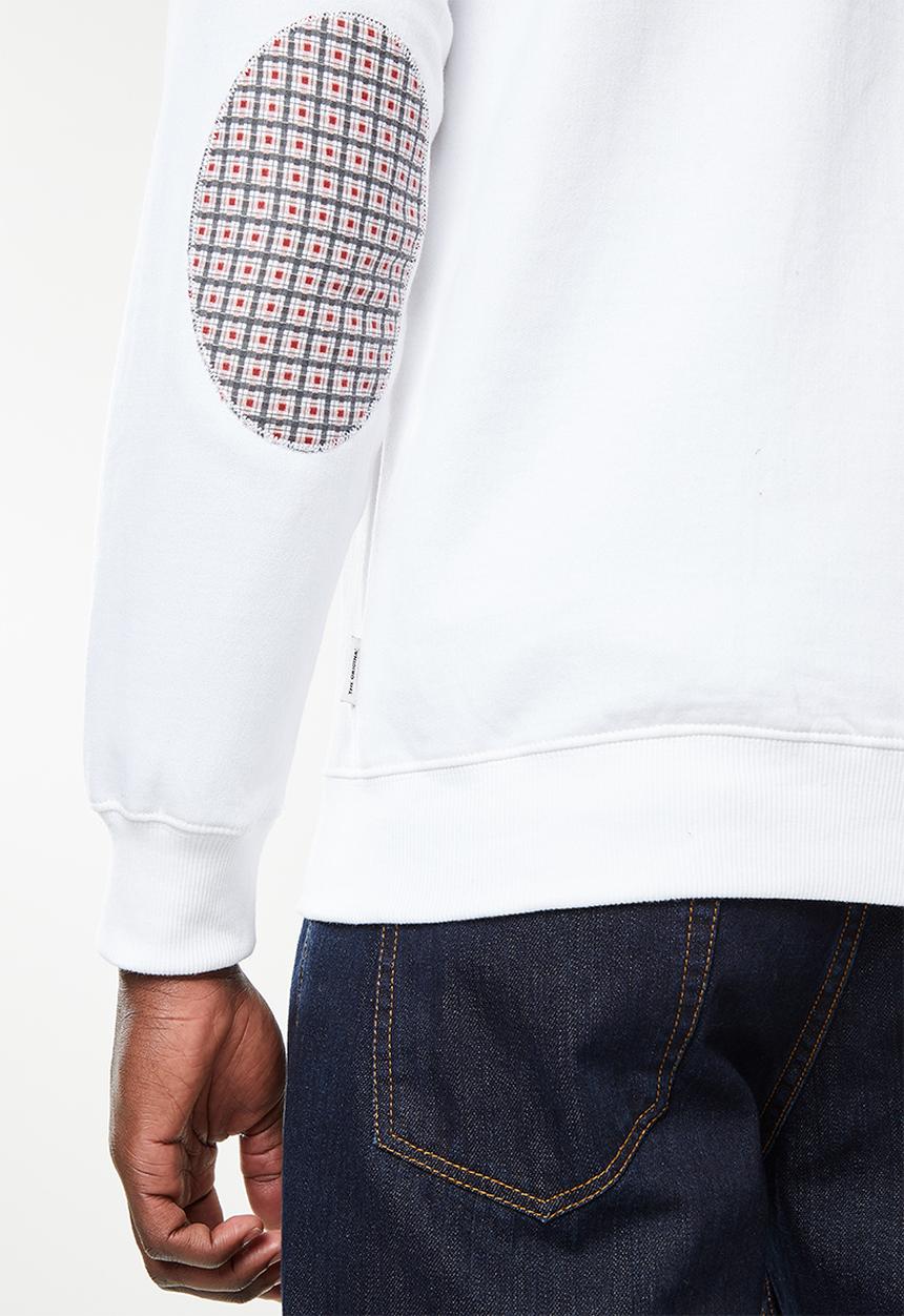 Ben Sherman - Check emb zip thru hoodie - white
