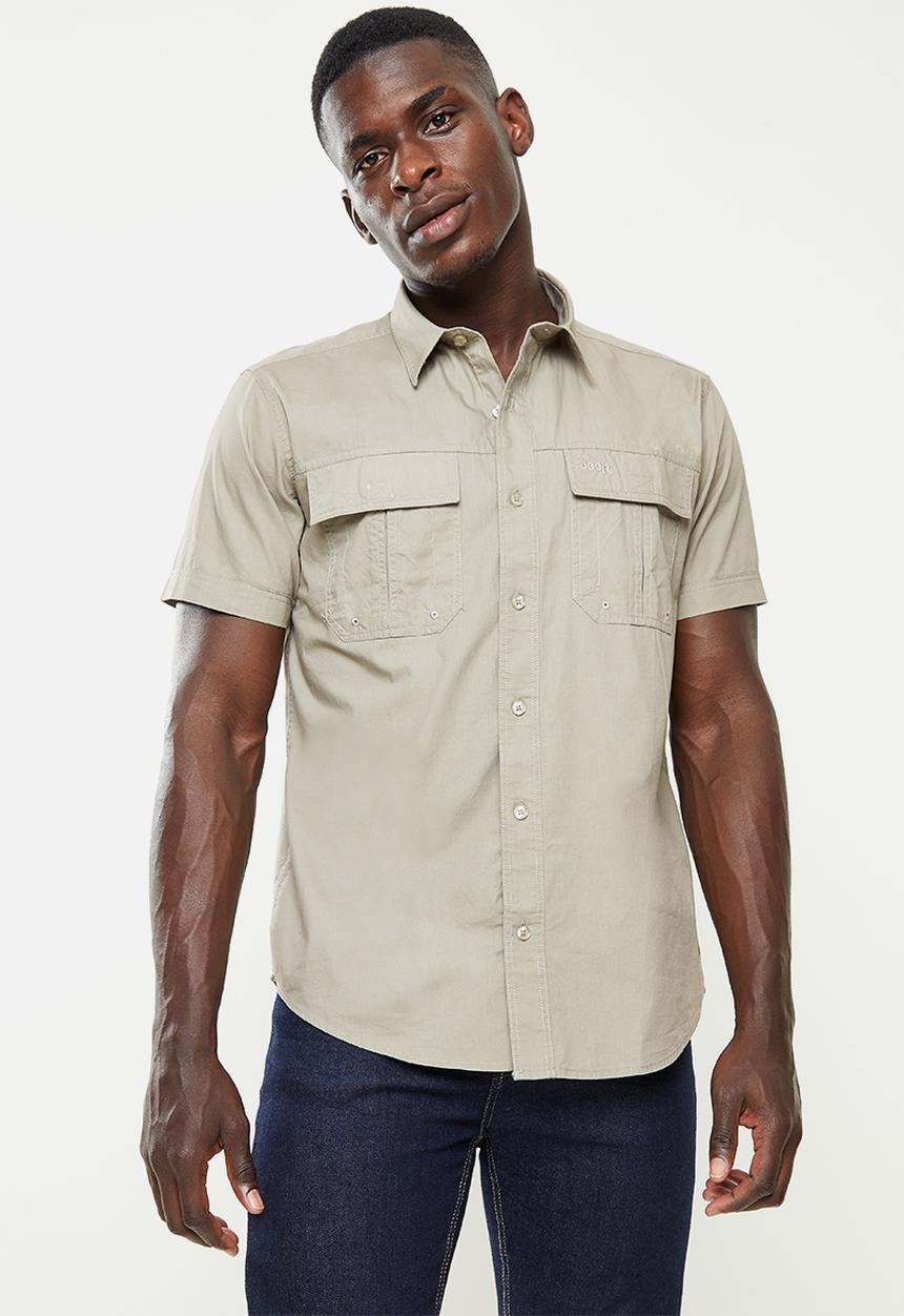 JEEP - Short sleeve safari shirt with back vent - khaki