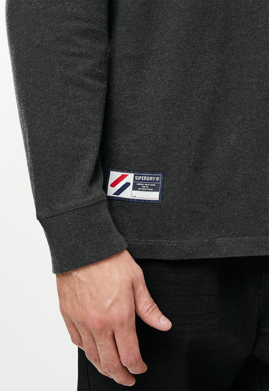 Superdry. - Superdry code essential long sleeve top - darkest charcoal marl