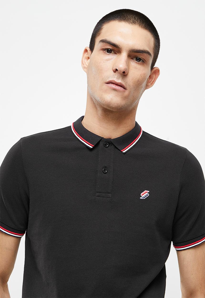 Superdry. - Superdry code polo shirt - black