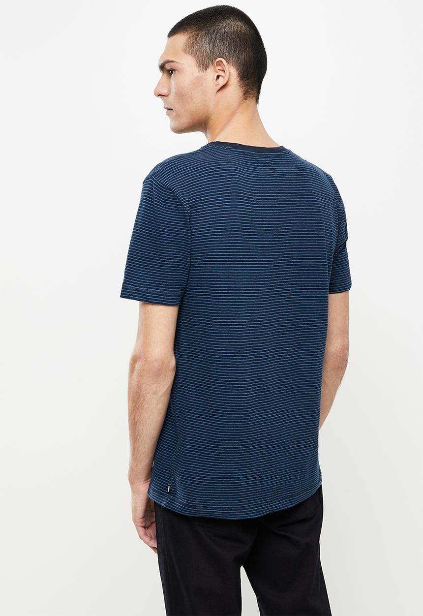 Superdry. - Studios hemp blend tee - navy & blue 