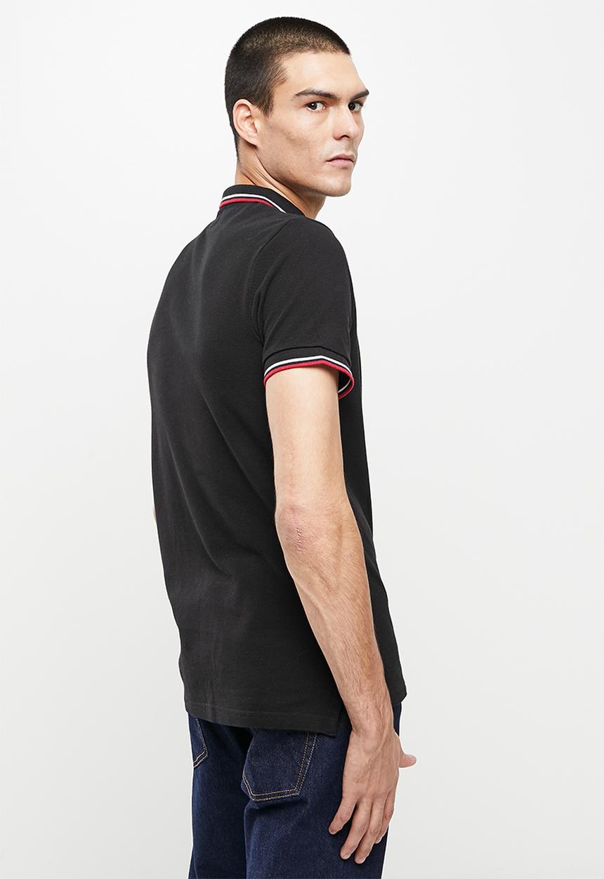 Superdry. - Short sleeve tipped polo - black & red