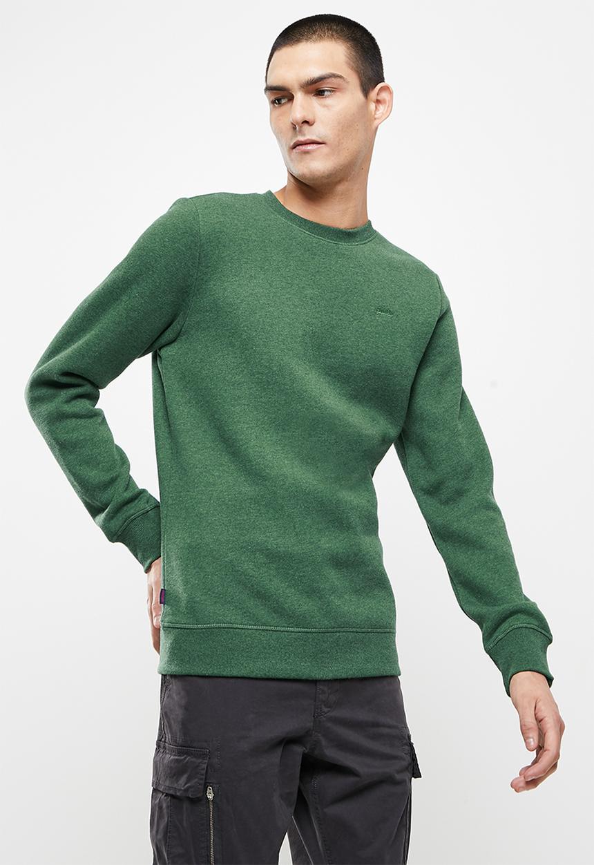 Superdry. - Vintage logo emb crew - heritage pine green marl