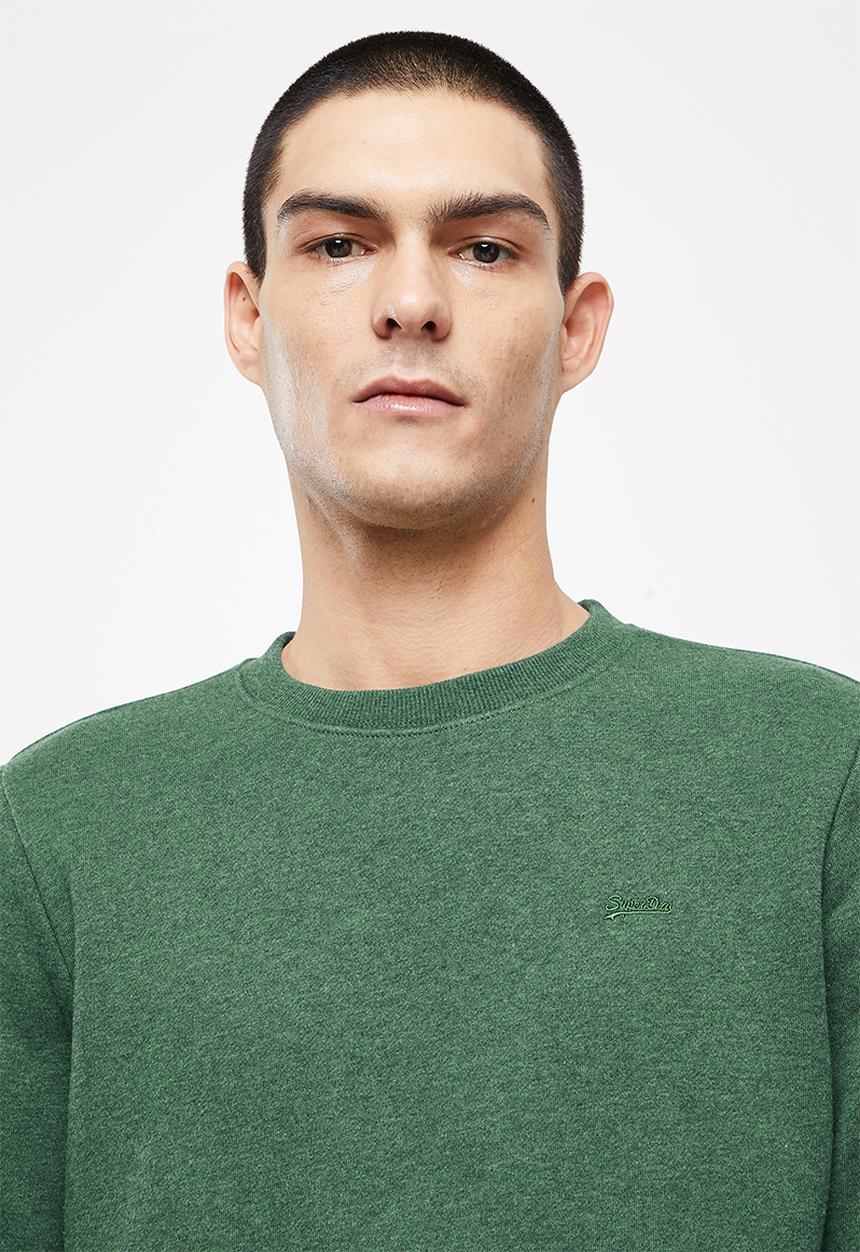 Superdry. - Vintage logo emb crew - heritage pine green marl