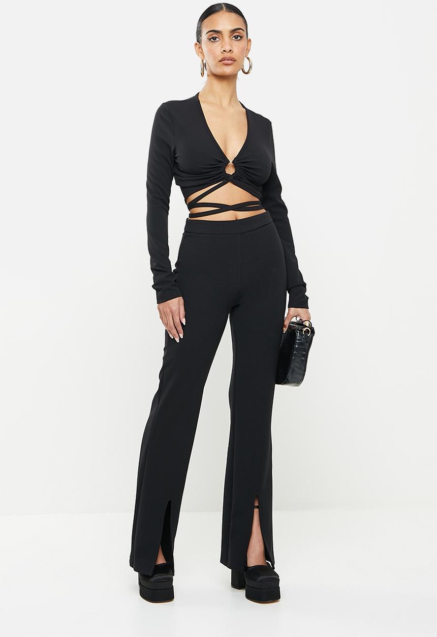 SISSY BOY - High waisted pant with front slits - black