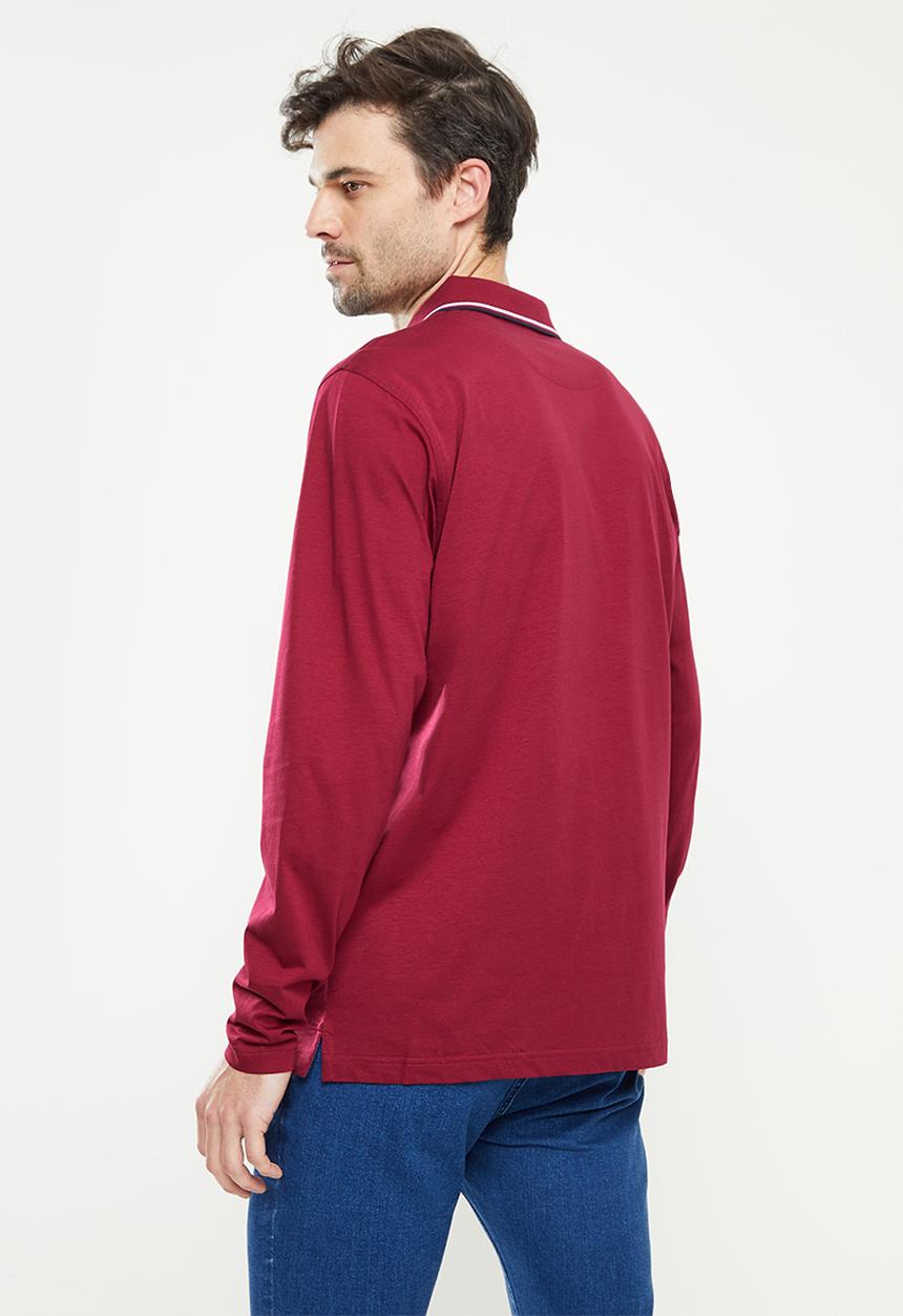 Pierre Cardin - PC Long Sleeve Mercerized Golfer  - Burgundy