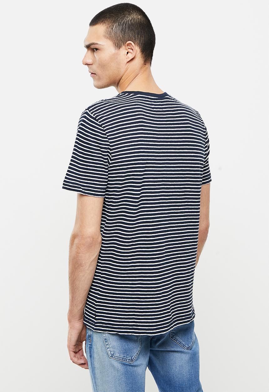 Superdry. - Studios hemp blend tee - navy & white 